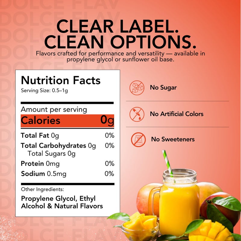 Dolce Foglia Mango Extract - 2 Ounce Water-Soluble Multipurpose Flavoring Ideal for Baked Goods, Beverages, Coffee, Desserts & Ice Cream - Mango Essence Perfect for Weight Management - Image 2